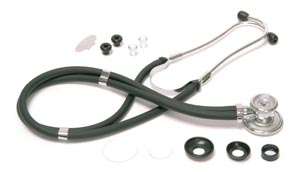 Stethoscope Sprague ProAdvantage Double 22 Inch Tube Dual Head 5 Year warranty Latex-Free Black (1/EA) by Pro Advantage  ID P542202
